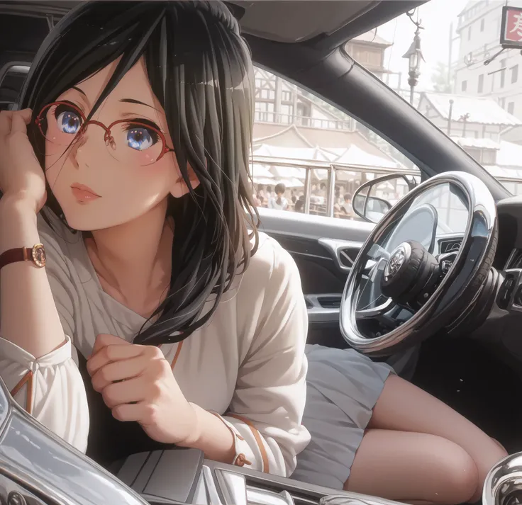 ((inspired by Asuka Tanaka:1.2)),(inspired by Kyoto Animation Style),(masterpiece, best quality),beautiful, beautiful-woman, ((detailed face)).(full body:1.3).,
((black hair)), glasses, blue eyes, long hair, over-rim eye-wear,cowboy shot, semi-rimless eye...