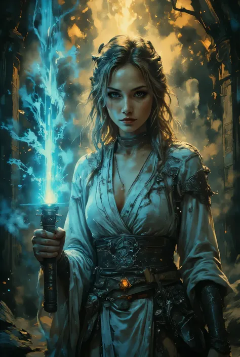 Score_9, score_8_up, score_7_up, ((highest quality)), ((masterpiece)), (be familiar with), Perfect Face, (High definition), (Best Shadow), 8k, cinematic. Comic sex art, Luis Royo's style, A striking scene with a stunning long blonde hair, naked woman posin...