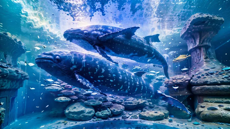 The supergiant aquarium of the future,is full of colorful creatures I've never seen before swimming,