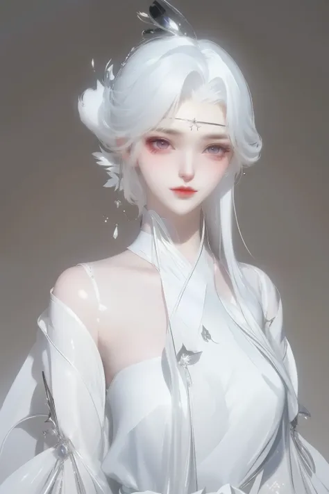 ((defsooyeon)), depth of field,light particles,lens flare,(artist:quasarcake:0.8),extreme aesthetic,(wlop:0.6),wanke,rella,wanke, 1girl, solo, A beautiful mature woman. She has ((short white hair, a pixie cut hairstyle)), Her light purple eyes hold a quiet...