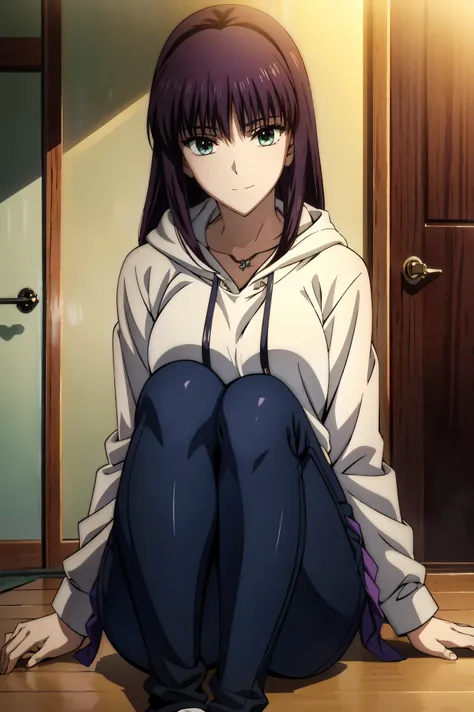 outdoor, downtown,黒いhoodieを着ている少女,jeansのズボンを着ている少女,青いjeansを着たanime girl ,girl wearing long pants,(((jeans))) ,(((hoodie))),outside,Anime Moe Art Style , forest city street behind her , smooth animation CG art , , Seductive anime girl , Beautiful Anime High...