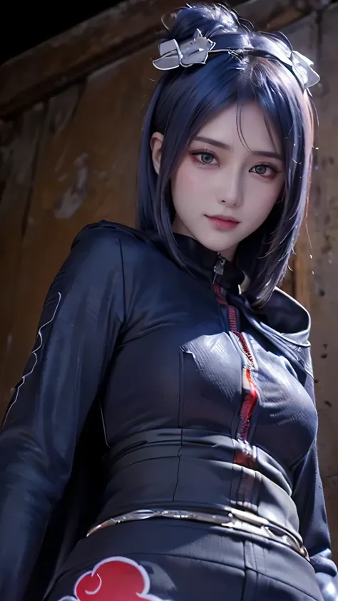 (8K,RAW photos),(best qualtiy),(masterpiece),(realisticlying),(Photorealistic and realistic),(A high resolution),Hyper-detailing,(realism:1.1),beauitful face,
(1girl:1.1),(looki at viewer),cowboy lens,
Xiaonan\(Naruto\),(AKATSUKI OUTFIT:1.1),La Brett pierc...
