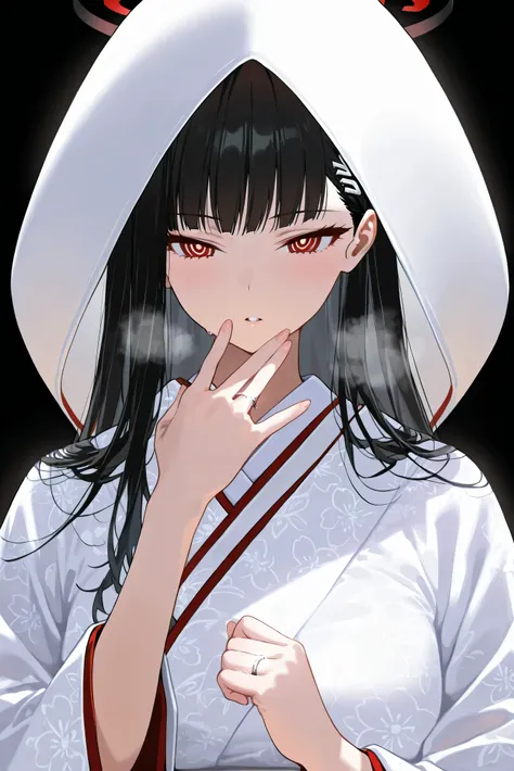 score_9, score_8_up, score_7_up, masterpiece, best quality, very aesthetic, absurdres, tunning image, attractive image, solo, 1girl, adult grown woman, rio, black hair, red eyes, hair ornament, hairclip, halo, long hair, heavy breathing, masterpiece,best q...