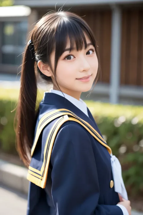 a close up of a person in a uniform posing for a picture, japanese girl school uniform, japanese school uniform, magical school student uniform, seifuku, wearing japanese school uniform, wearing school uniform, magic school uniform, jk uniform, wearing a s...