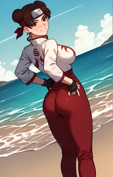 score_9, score_8_up, score_7_up, score_6_up, score_5_up, score_4_up, BREAK source_anime,1girl, clothed, in beach, sunny, sea, sand, sun, by nilsunna, looking back at viewer, dutch angle, curvy, ((large_breasts)), blushing, t3nt3n, double bun, hand on hip,
...