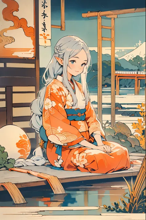 (Highest Quality、 8k 、masterpiece、high image quality)、bright color、beautiful woman with traditional hairstyle 、(((highly detailed face and eyes,beautiful face,Beautiful Eyes Above My Belly,Beautiful Nose,pretty lips)))、Official Art、 (((ukiyo-e style))) 、 (...