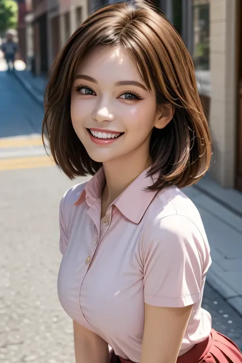 (photorealistic:1.4), (Very Detailed), (best quality), (best shadows), (masterpiece), super high resolution, 1 Ultimate Beautiful girl, solo, very elaborate face, grin, (Perfect Teeth), beautiful dark brown eyes, double eyelids, eyelashes, lip details, b...