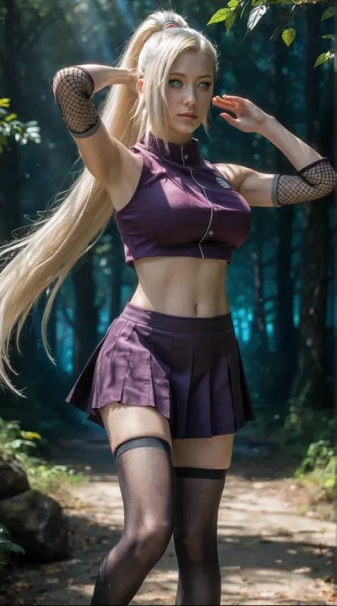 score_9, score_8_up, score_7_up, source_anime, detailed, wallpaper, beautiful details, ino yamanaka, naruto shippuden, 1girl, A stunningly realistic East Asian woman with long platinum blonde hair in a high ponytail, soft and youthful facial features, brig...