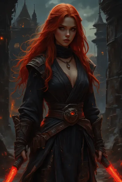 Score_9, score_8_up, score_7_up, ((highest quality)), ((masterpiece)), (be familiar with), Perfect Face, (High definition), (Best Shadow), 8k, cinematic. Comic sex art, Luis Royo's style, A striking scene with a stunning long red hair, sexy woman posing co...