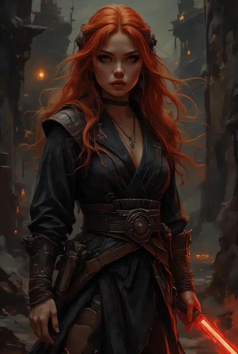 Score_9, score_8_up, score_7_up, ((highest quality)), ((masterpiece)), (be familiar with), Perfect Face, (High definition), (Best Shadow), 8k, cinematic. Comic sex art, Luis Royo's style, A striking scene with a stunning long red hair, sexy woman posing co...