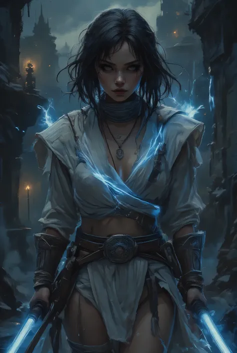 Score_9, score_8_up, score_7_up, ((highest quality)), ((masterpiece)), (be familiar with), Perfect Face, (High definition), (Best Shadow), 8k, cinematic. Comic sex art, Luis Royo's style, A striking scene with a stunning, short black hair, sexy woman posin...