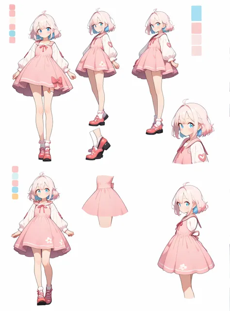 highres, nothing there is, the best quality, A very detailed, anime. Complicated details, Nonsense, 4K, pseudo reality,, famous character design,  reference paper , simple white background, color guide, (multiple perspectives), (full body), dynamic mode,
O...