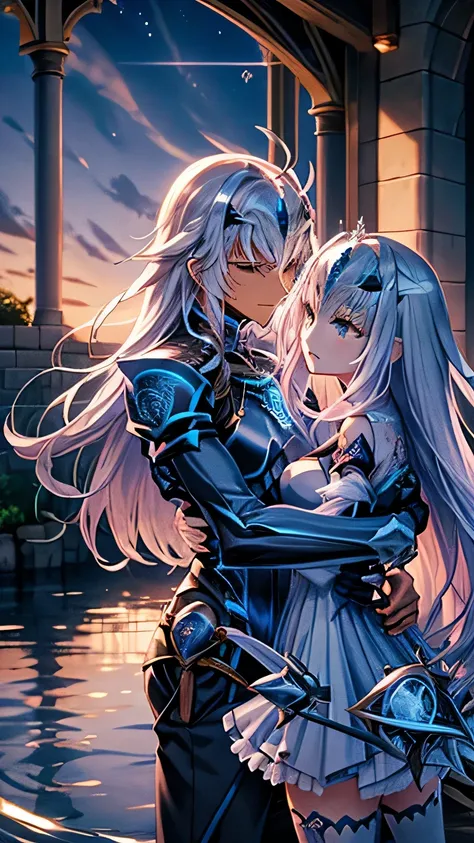 (highest quality)), ((masterpiece)), (Familiar), Perfect Face, Fairy Knight Lancelot(Fairy Knight Lancelot)|Melusine(Melusine) |Fate/Grand Order(FGO),Double teeth
、young、Big Breasts、Embrace、hot spring、Dark Skin、close、near、