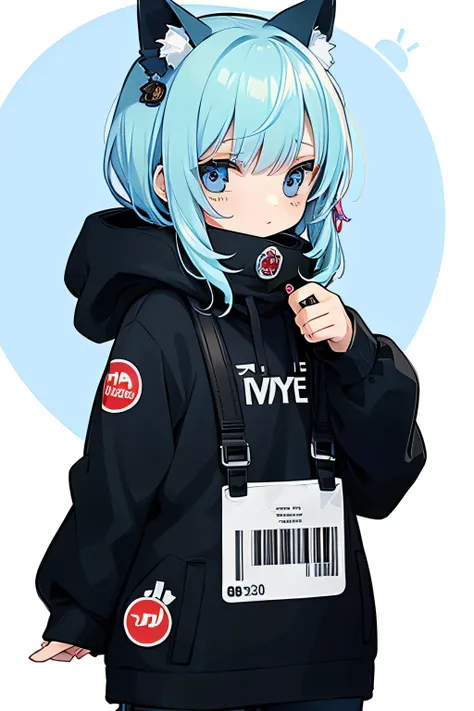 (sticker),#quality(8k,best quality, masterpiece),solo, #1girl(cute, kawaii,small ,smile,hair floating,hair color cosmic,pigtail hair,zombie skin,ghost skin ,skin color blue,pale skin,eye color cosmic,eyes shining,big eyes,damaged clothes,heavy metal costum...