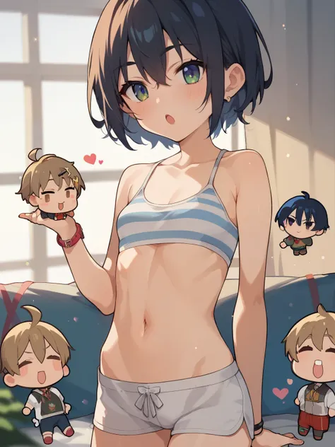 score_9, score_8_up, score_7_up, score_6_up, score_5_up, score_4_up, anime,nsfw, uncensored,( chibi:1.5),anime girl,Correct Anatomy,young ,short,small,skinny,girl,1980's anime style,Curved waist,Kyoani Style,glitter,Heart Particles,
