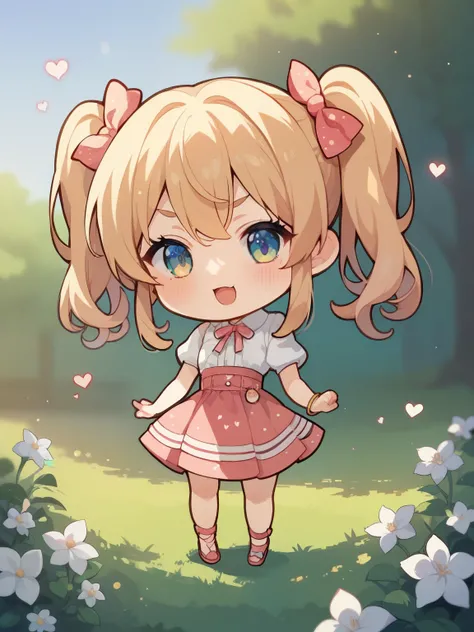score_9, score_8_up, score_7_up, score_6_up, score_5_up, score_4_up, anime,nsfw, uncensored,( chibi:1.4),anime girl,Correct Anatomy,young ,short,small,skinny,girl,1980's anime style,Curved waist,Kyoani Style,glitter,Heart Particles,