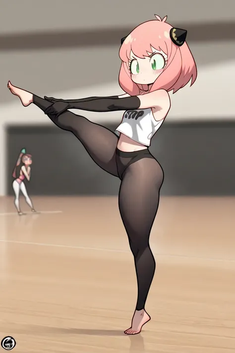 a full body girl, Anya (spy x family), Alone, , underwear, Gloves, elbow Gloves, green eyes, source_anime, ((masterpiece)), a full body girl,  charming beauty ,  blush,  pretty girl Tsundere, voluptuous body, , perfect attractive curvy slim body,  charming...