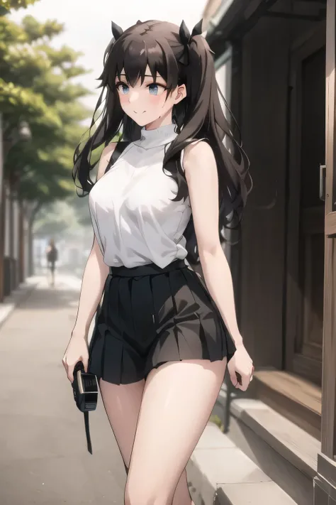 blue sleeveless dress,navy blue pleated mini skirt,Can you draw a woman with a nice smile,I need a face,Please wear a black micro mini skirt, Red sleeveless sweater, black twin tails,{{X}},can you draw a woman with a nice smile,Big Breasts,I'm drawing her ...