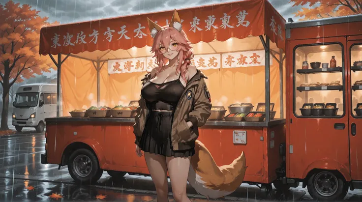(NSFW:1.1), A Realistic image, extremely sharp focus, crisp details, high resolution, cinematic lighting, fashion photography, 4K, 8K. (correct anatomy and detailed hand). A wide angle shot, side view, a detailed, high quality rendering of tamamo. She wear...