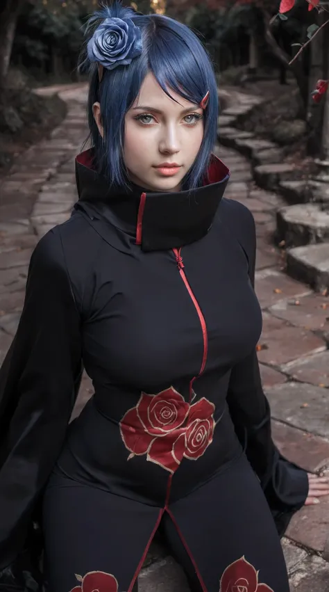 score_9, score_8_up, score_7_up, source_anime, detailed, wallpaper, beautiful details, konan, naruto shippuden, 1girl, ultra realistic, ultra realistic portrait of Konan from Naruto, real-world adaptation, beautiful young korean girl with pale skin and sho...