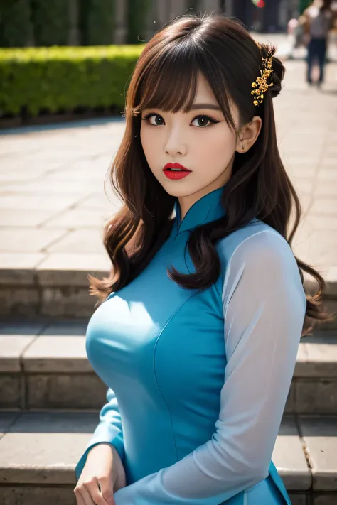 Highest quality, high resolution, masterpiece, colorful to keep.
Super beautiful woman, looks like a intimidating dominatrix, closed mouth, condescending gaze, staring at the viewer, makeup, long false eyelashes, eyeshadows, eyeliners, light red lips, big ...