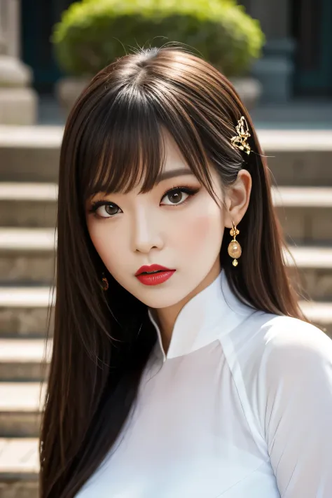 Highest quality, high resolution, masterpiece, colorful to keep.
Super beautiful woman, looks like a intimidating dominatrix, closed mouth, condescending gaze, staring at the viewer, makeup, long false eyelashes, eyeshadows, eyeliners, light red lips, big ...