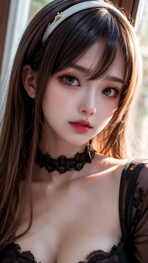 Chu Chu, No Night Land, oil painting, ink artistic conception, hyper-realistic, depth of field, charming, desire, Obscene, Captivating body lines, ((fine facial features, eroticism)), dramatic lighting, Realistic, 8k, Cinematic Composition, dark moody vib...