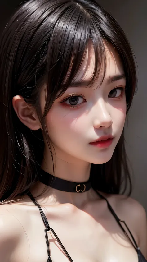 Chu Chu, No Night Land, oil painting, ink artistic conception, hyper-realistic, depth of field, charming, desire, Obscene, Captivating body lines, ((fine facial features, eroticism)), dramatic lighting, Realistic, 8k, Cinematic Composition, dark moody vib...
