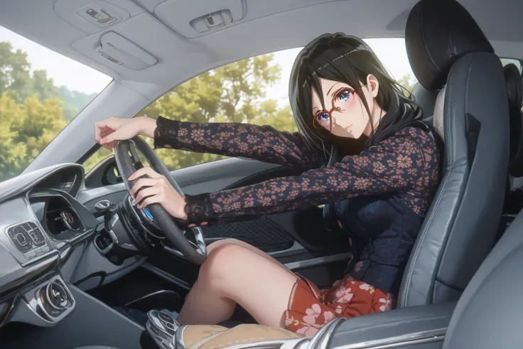  ((inspired by Asuka Tanaka:1.2)),(inspired by Kyoto Animation Style),(masterpiece, best quality),beautiful, beautiful-woman, ((detailed face)).(full body:1.3).,
((black hair)), glasses, blue eyes, long hair, over-rim eye-wear,cowboy shot, semi-rimless eye...