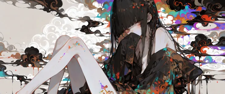 {{{masterpiece}}}, {{{best quality}}}, {{ultra-detailed}}, {illustration}, {{an extremely delicate and beautiful}},(1girl, toddler, black hair, hime cut, chestnut brown eyes, long hair, solo, skinny, small breasts),(masterpiece, Best Quality, Very detailed...