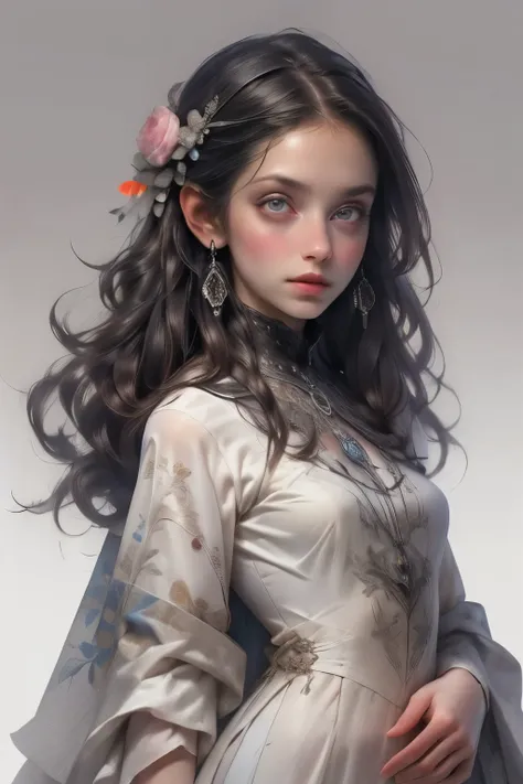 (((masutepiece, of the highest quality, super detailed))), hand drawn style, hand painted style, watercolour, sketch, ((white background)), a knight, Bloodborne inspired, tatty Bloodborne attire, occult aesthetic, occult, tatty red and white clothing detai...