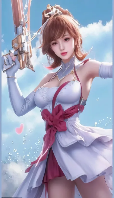 1 girl holding a gun