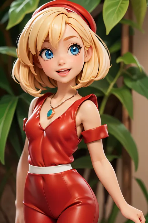 (((((Very tiny cute hyperrealistic girl))))), ((())), ((((red cap)))), (((round face))), ((((blond hair)))), (((blue eyes))), (((very tiny breast))), (((((very tiny body:1.9))))), (((medium hair))), ((((relm arrowny:1.6)))), (((open mouth))), (((cute big l...