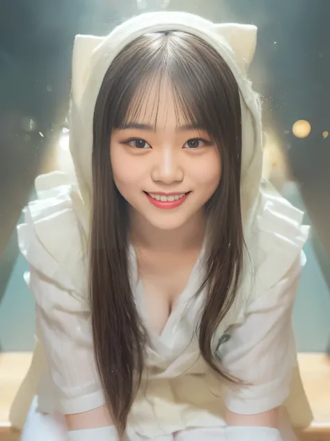 (((On the stairs inside the school building )))(((The daily life of a high school girl)))、(((best quality、highest resolution、Max Masterpiece、8k)))、(((detailed face)))(((cute face)))(((Baby Face)))(((Young contour)))(((cute eyes and nose)))、((( Blizzard 10 ...