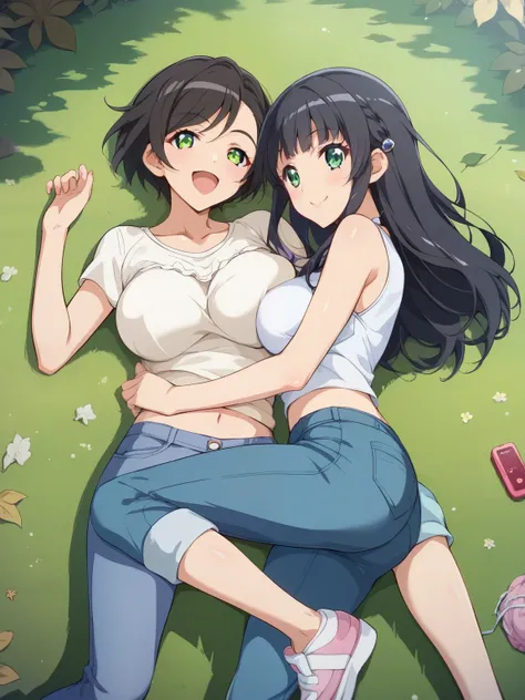 score_9, score_8_up, score_7_up, score_6_up, source_anime, tag1, tag 2, nsfw，uncensored，Adult shepherd with black and brown accents、An animal is lying face down、1 person is sitting 、A girl is sitting with her hands in her hands、Two people are looking at th...
