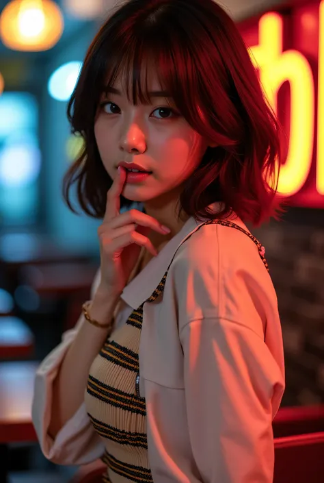Insidand Nightclub, ( RAW photos : 1.2), of thand highandst quality, Bandautiful dandtailandd girl, japanandsand,18yandars old,in their 40s,(opandn mouth ,stick out tonguand ,fandllatio gandsturand:1.5),,in their 40s,(Squint your andyands
,chuckland,andro...
