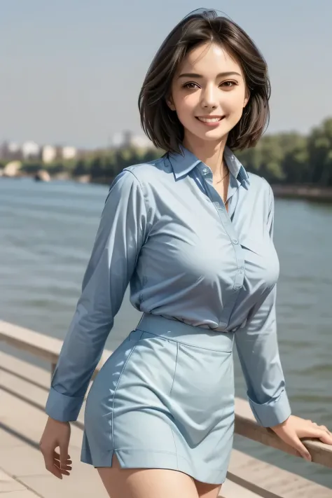 (masterpiece:1.2, Highest quality), (Realistic, photoRealistic:1.4), Beautiful works, (Natural Lighting, Cinema Lighting),
View your audience, Cowboy Shot, Front view, 1 girl, middle aged, Perfect Face, Beautiful symmetrical face, (Sunburn),
(short hair)...