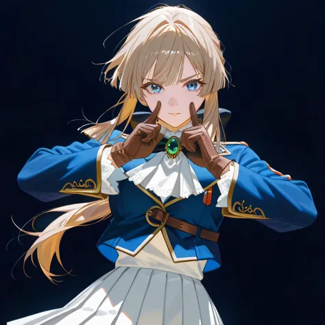 (Masterpiece, better quality), ((perfect hands, perfect fingers)), a very beautiful woman sad,of a slim build, of medium height and fair skin; her face is somewhat narrow and elongated, with big blue eyes and thick dark eyelashes.Her blond hair ends at her...
