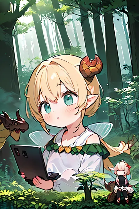 anime、pastel、(A girl and her partner fairy meet a dragon in the woods:1.85)、(Mysterious Misty Forest、MEET A DRAGON IN A MYSTERIOUS FOREST:1.85)、(An undivided picture:1.75)