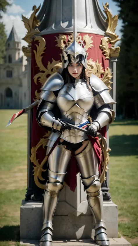 arafed knight in full armor with escudo and escudo with lions, holding a escudo, holding a tower escudo, segurando uma espada & escudo, fantasy escudo, segurando uma espada and escudo, Cavaleiro medieval, holding escudo and sword, armadura medieval, holdin...