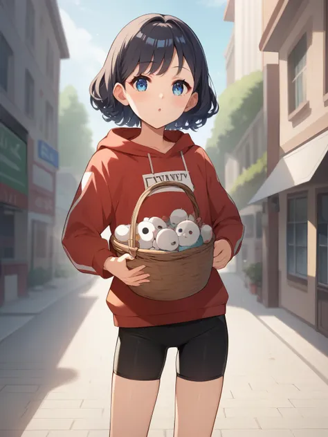 score_9, score_8_up, score_7_up, source_anime, tag1, tag 2, nsfw，uncensored，Beautiful detailed depiction of a young little  with blue eyes，Baby Face，short，Petite，skinny:1.35，Short legs:1.2，Long Curly Lashes，Carrying a basket ，(Best Quality,4K,8k,high defin...