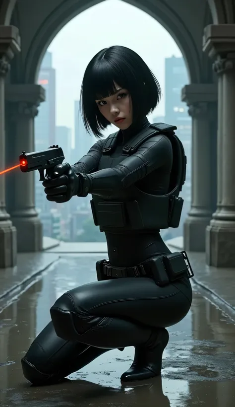 (masterpiece,Exceptional Quality,Mirror-like,cinematic experience,insanely detailed,absaudress),8k,wallpaper,,(best illustrations:2.0),(One person girl:2.0),(Motoko Kusanagi:2.0),(Ghost in the Shell world view:2.0),(Please point the red laser pointer on th...