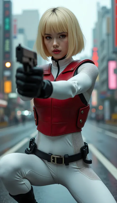(masterpiece、 exceptional quality 、Like a mirror、 cinematic experience 、insanely detailed、Abswordless)、8k、wallpaper、(best illustration:2.0)、(one girl:2.0)( Ghost in the Shell worldview:2.0)、(Please point a red laser pointer at a white tactical bodysuit:2.0...