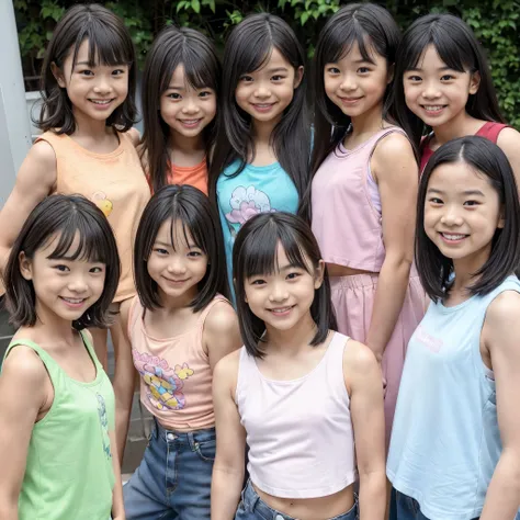filling machine that divides Canadian、(  had a 5 cute elementary school students  ) ,((Group of 5)),cute girl model,((Harlem )),  5 elementary school students are very young  ,  all girls are underdeveloped  ,  ((  unworn    )) ,  high image quality, maste...