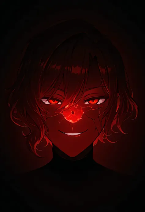 A dark, surreal chamber filled with floating, cracked mirrors reflecting distorted versions of the demons. Zdrada smirks at her own reflection, her red eyes glowing faintly, as shadows move behind the glass.