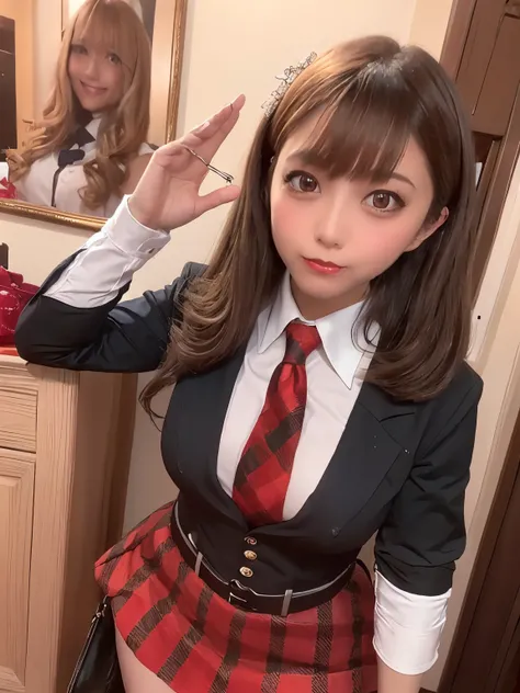 masterpiece, Best Quality , illustration, 非常にdetailsに描かれている, details, high image quality, 8k,wallpaper, perfect dynamic configuration ,(gravure idol including high quality, realistic eye depiction:1.3), standing,女子高生uniform、 超ミニ丈検査uniformスカート 、 ...