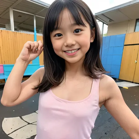 filling machine that divides Canadian、(  had a 1 cute elementary school students  ) ,((1 cute girl)),cute girl model,((Young girl )),  1 elementary school student is very young  ,  all girls are underdeveloped  ,  ((  unworn    )) ,  high image quality, ma...