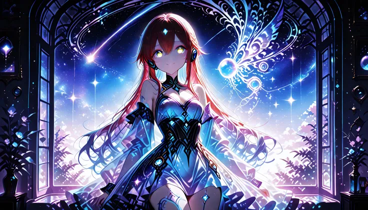 score_9, score_8_up, score_7_up,high resolution, source_anime, absurd_res, 1 girl , golden eyes , very long hair , long sidelocks, red hair ,half updo, petite , very cute , beautiful ,Straight hair, cool, handsome, hair between eyes, sexy, medium breasts, ...