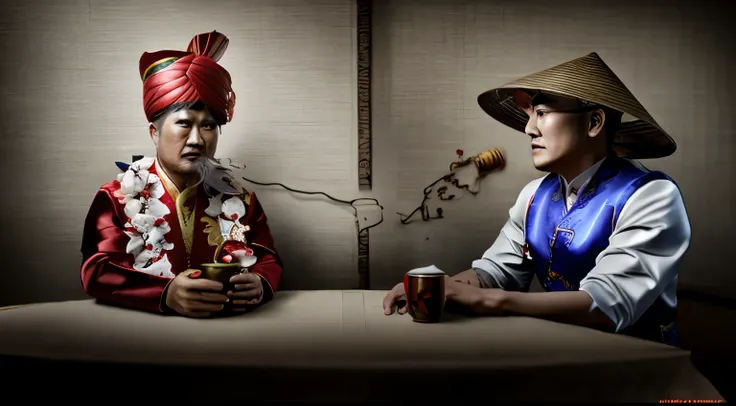 Raiden mortal kombat, mortal kombat, The Asian, Chinese costume, Chinese hat, Asia, men in Asian traditional costumes, фотоrealism, realism, realistic