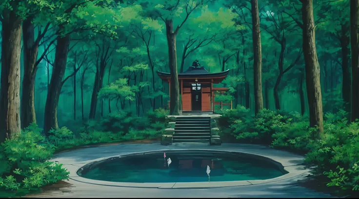 (Drawn in 80’s anime art style. 
Retro anime. Vintage Anime. Classical Anime. 

Location: Higurashi Shrine

Traditional Japanese Shinto shrine on a quiet hill in modern Tokyo, surrounded by tall cedar trees. Stone steps lead up to wooden buildings with cur...